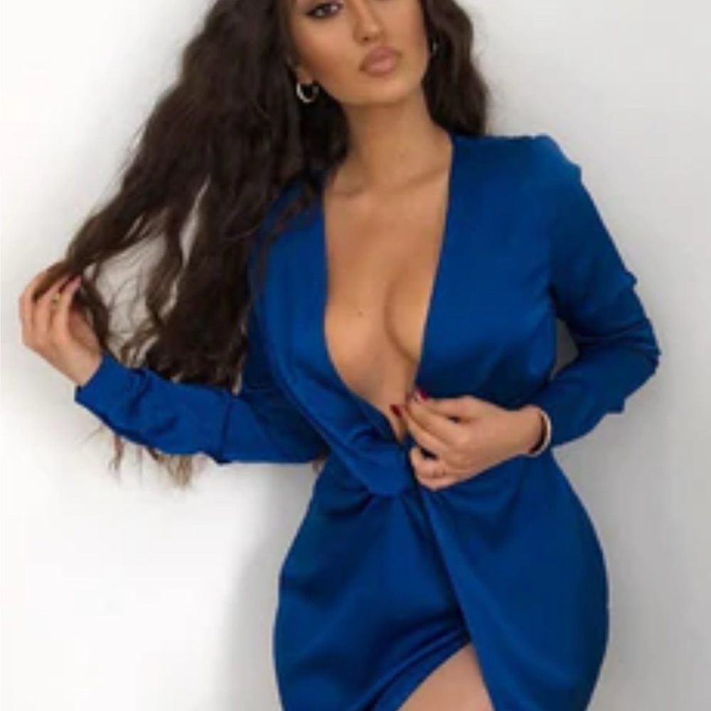 Sexy Blue Wrap Dress